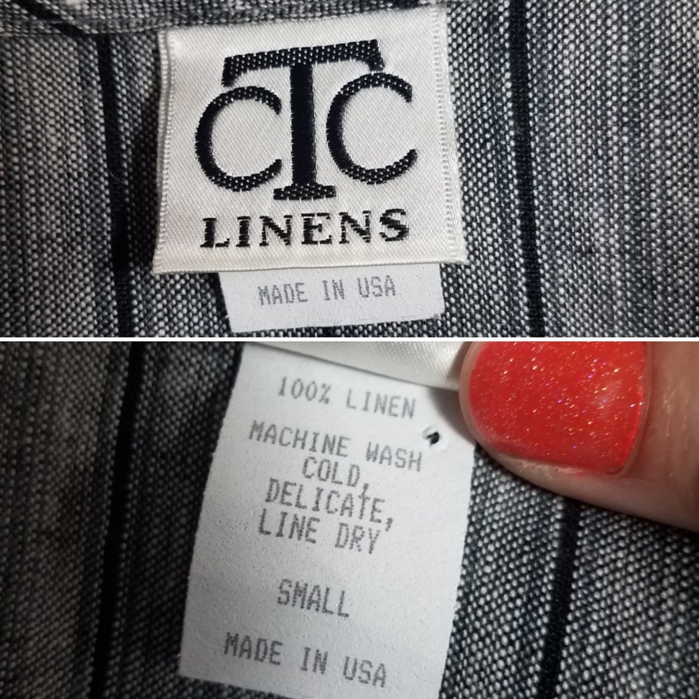 CTC Linens black/white striped 100% linen top - Picture 8 of 8